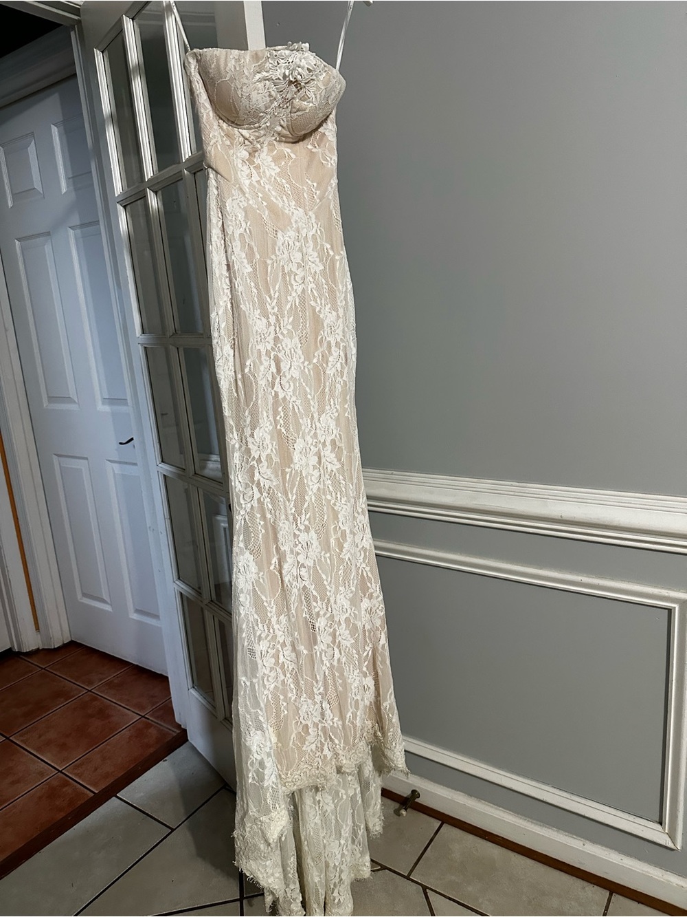 Strapless Lace Overlay Bridal Dress